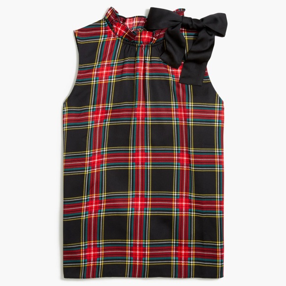 J. Crew Factory Tops - J. Crew Factory Tartan Bow Neck Top